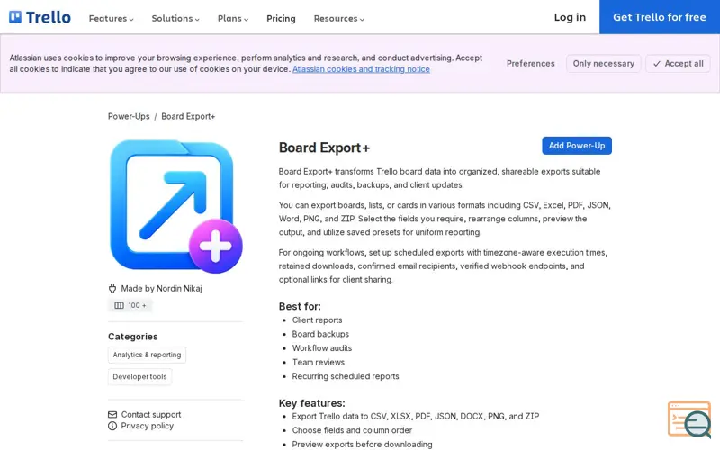 Screenshot of Board Export+