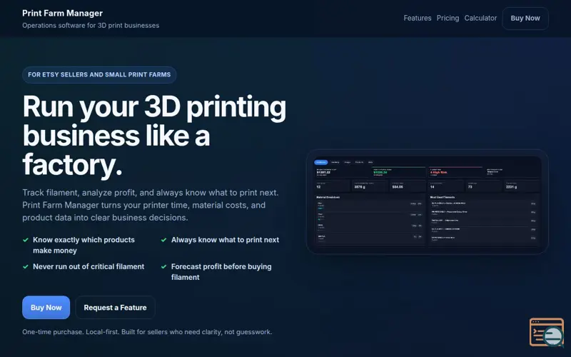 Screenshot of Print Farm Manager