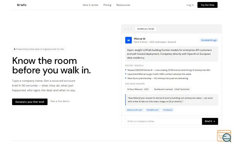 Screenshot of Briefic