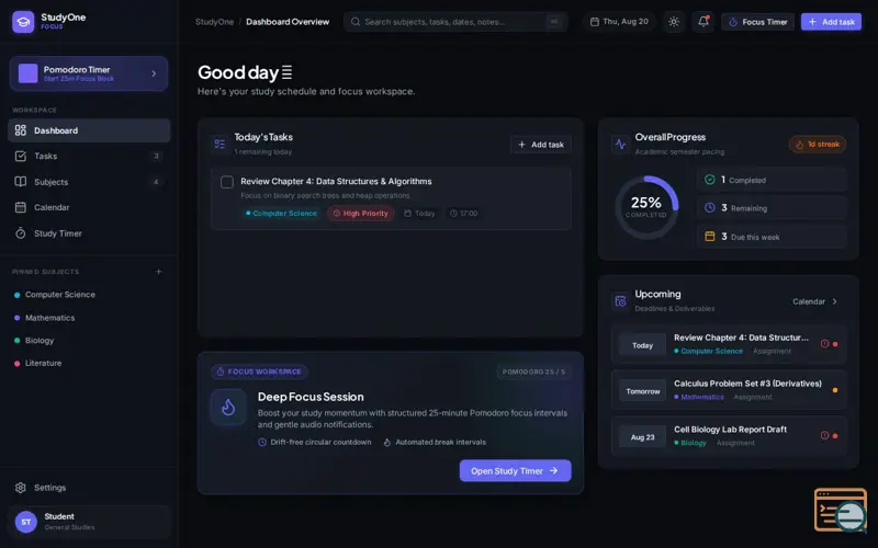 Screenshot of StudyOne
