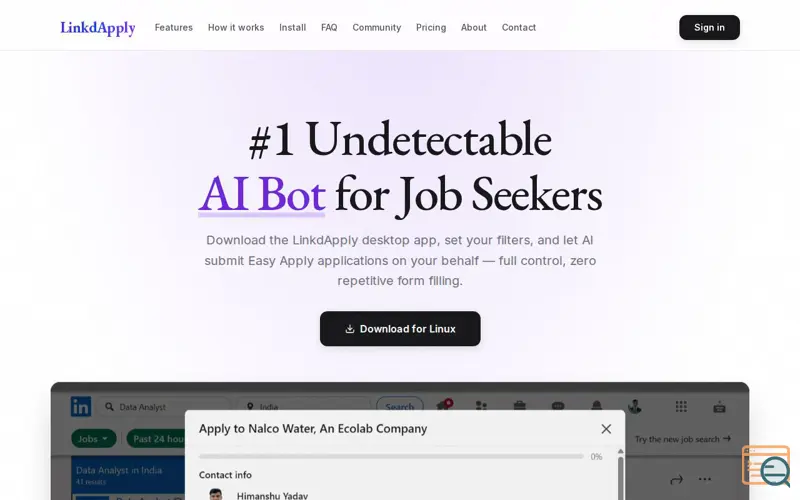 Screenshot of LinkdApply