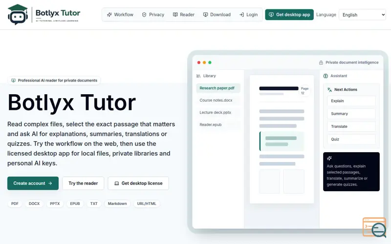 Screenshot of Botlyx Tutor