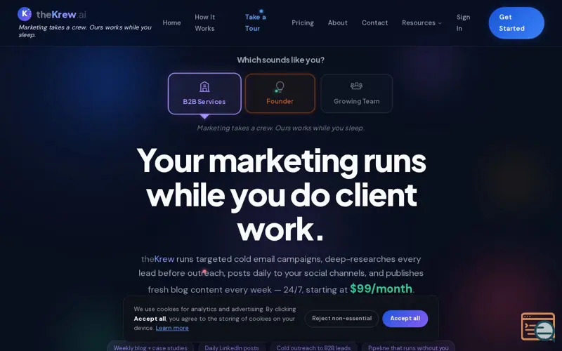 Screenshot of theKrew.ai