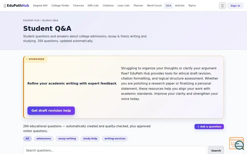 Screenshot of Student Q&A