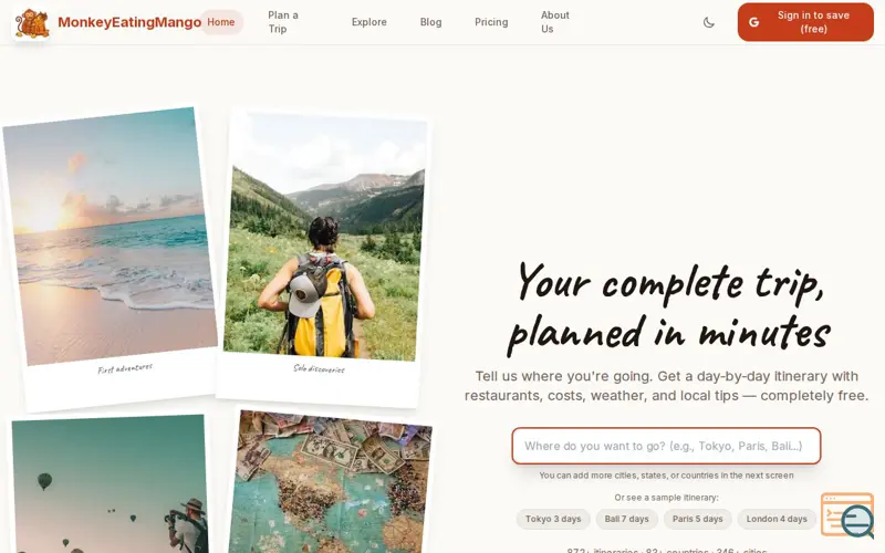 Screenshot of Monkey Eating Mango, a launch using Google APIs