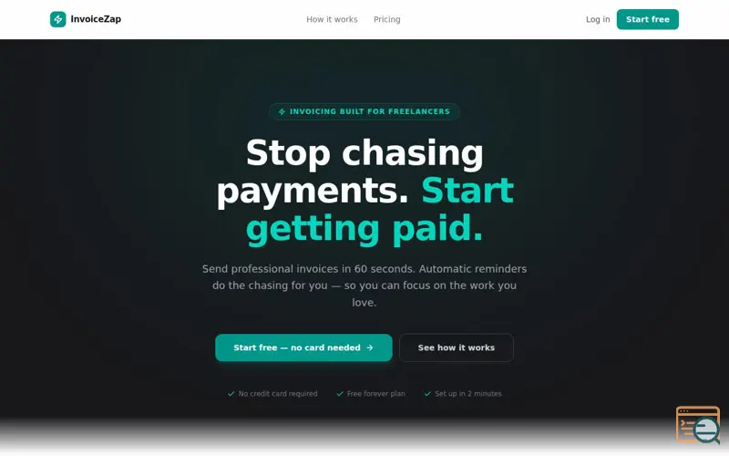 Screenshot of invoiceZap