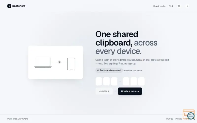 Screenshot of pastehere