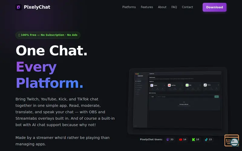 Screenshot of PixelyChat