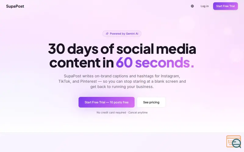 Screenshot of SocMed content generator in a minute