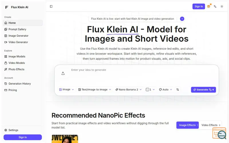 Screenshot of Flux Klein AI, a launch using Feishu / Lark