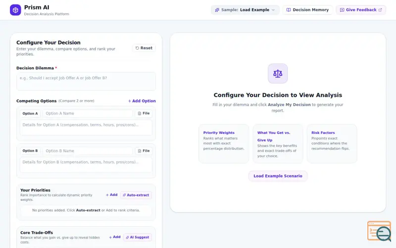 Screenshot of Prism AI