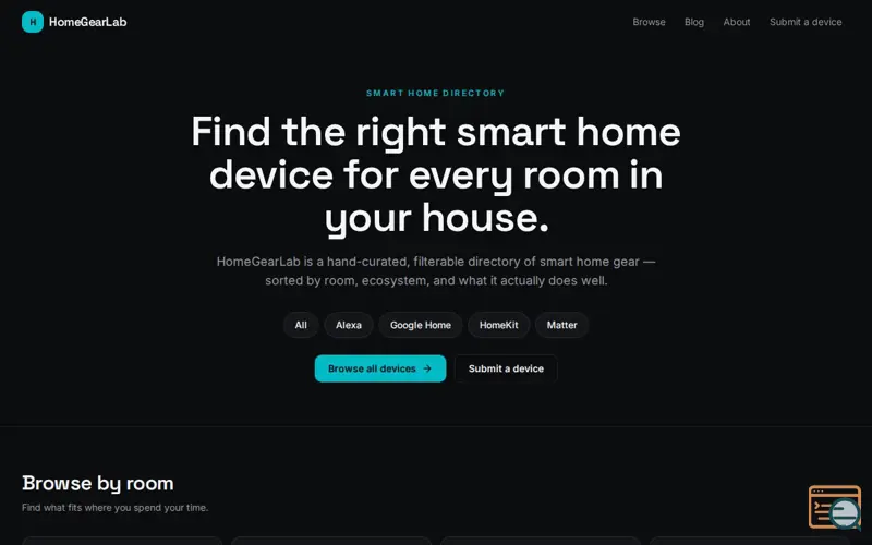 Screenshot of HomeGearLab