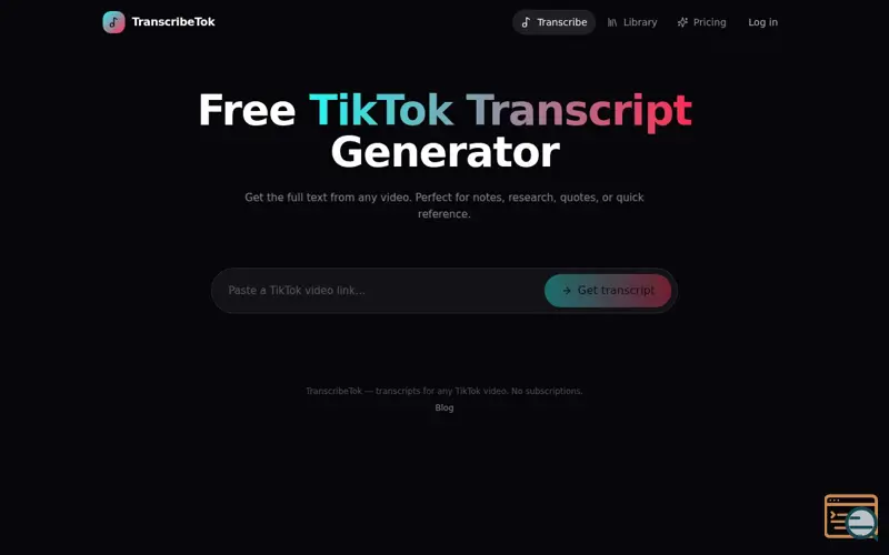 Screenshot of Transcribe Tok