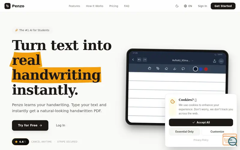 Screenshot of Penzo AI