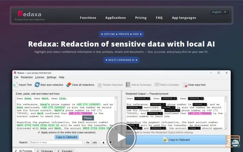 Screenshot of Redaxa