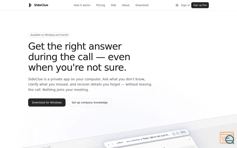 Screenshot of SideClue