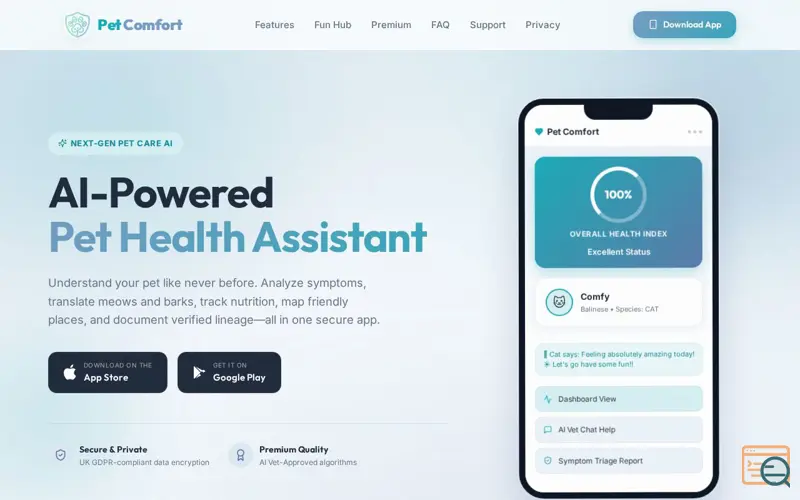 Screenshot of Pet Comfort