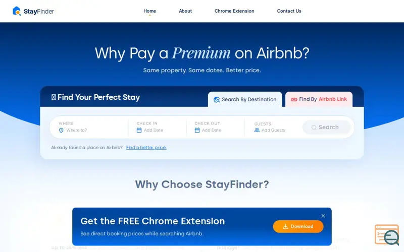 Screenshot of StayFinder