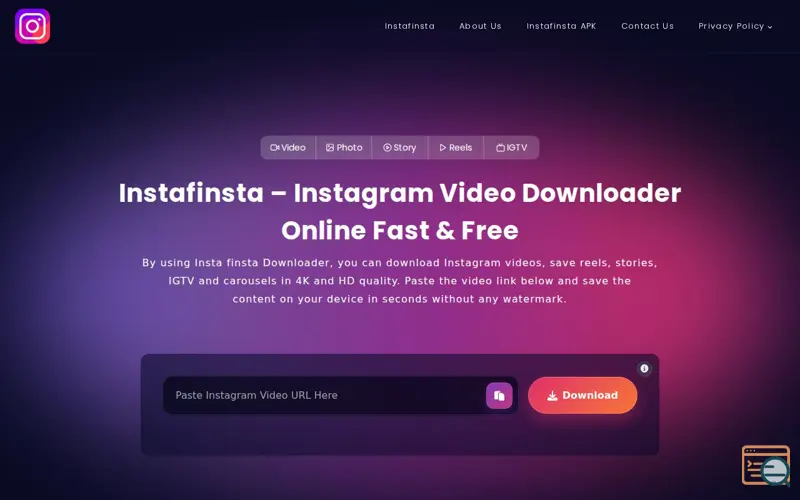Screenshot of Instafinsta