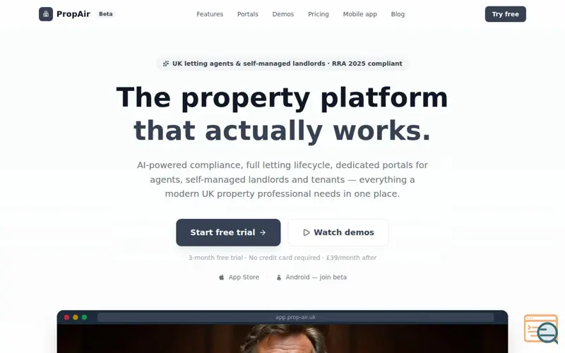 Screenshot of PropAir