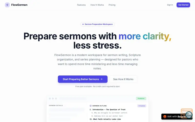 Screenshot of SermonFlow