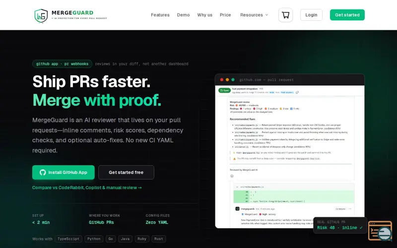 Screenshot of MergeGuard
