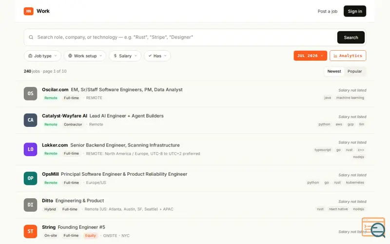 Screenshot of Hnwork.app