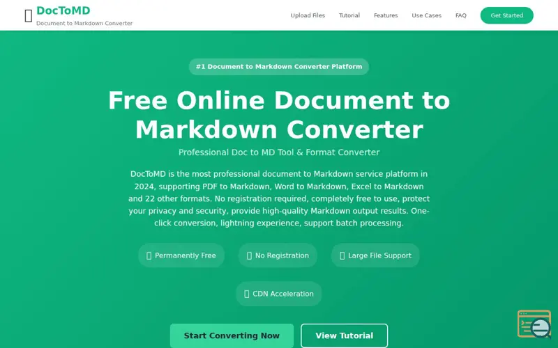 Screenshot of DocToMD - Document to Markdown Converter