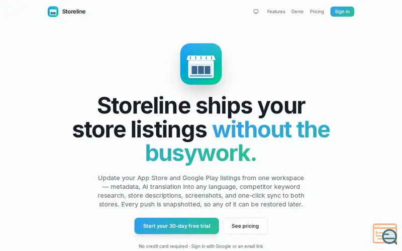 Screenshot of Storeline