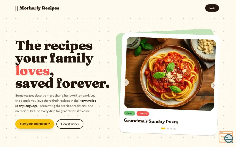 Screenshot of Motherly Recipes