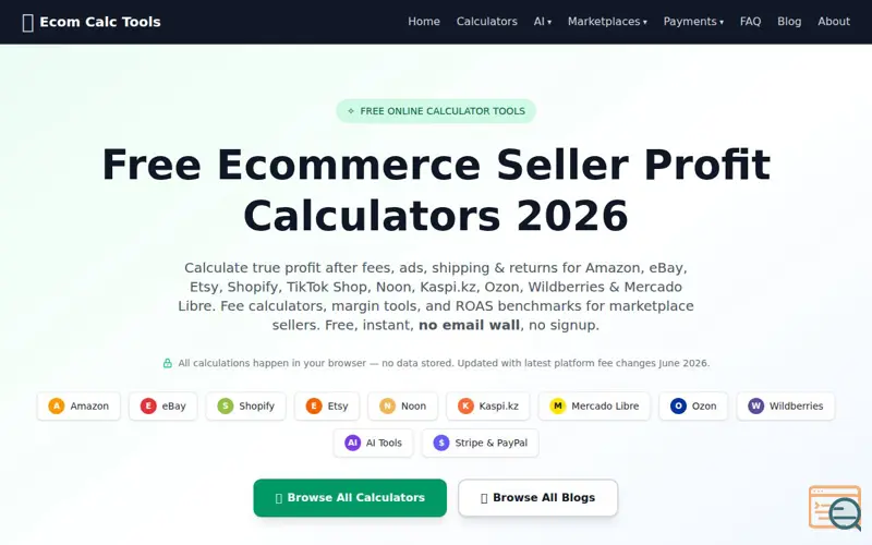 Screenshot of Ecom Calc Tools