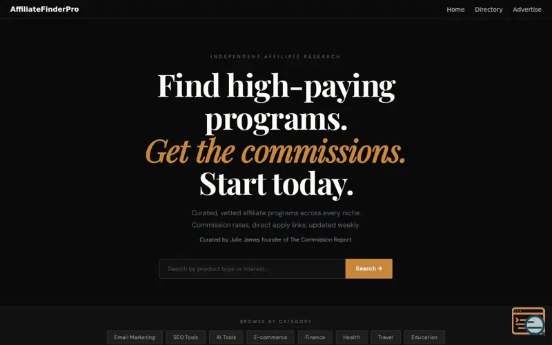 Screenshot of AffiliateFinderPro