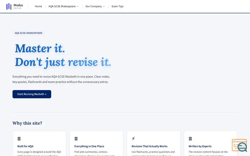 Screenshot of Modus Revise