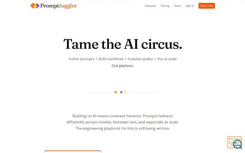 Screenshot of PromptJuggler, a launch using Runbox