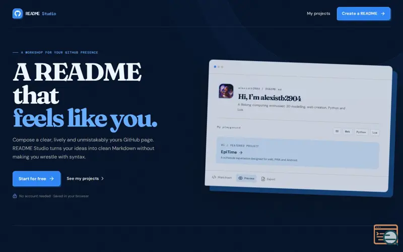 Screenshot of README Studio