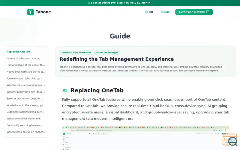 Screenshot of Tabone
