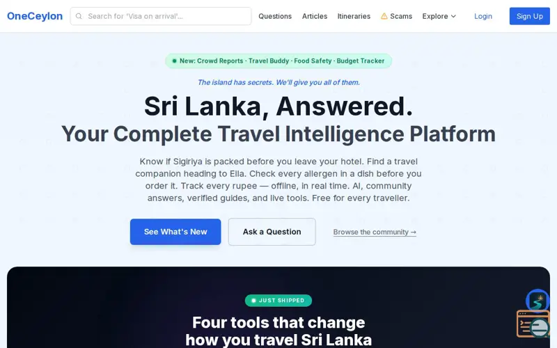 Screenshot of OneCeylon