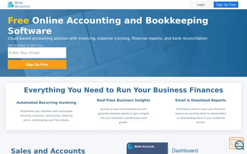 Screenshot of Brisk Accounts, a launch using DigiCert DNS