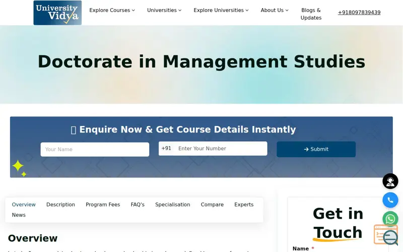 Screenshot of Doctorate in Management Studies