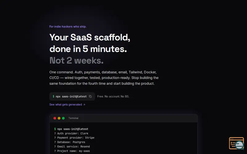 Screenshot of saas-init
