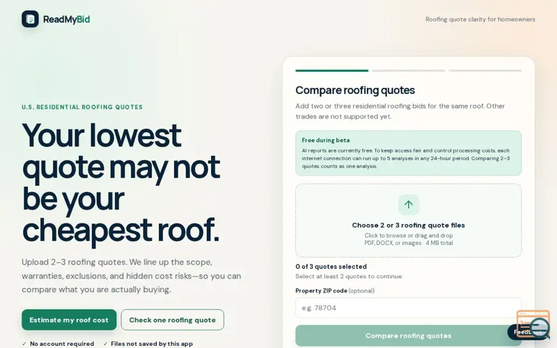 Screenshot of ReadMyBid