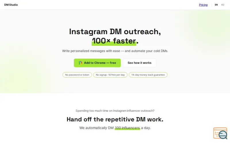 Screenshot of DM Studio for Instagram