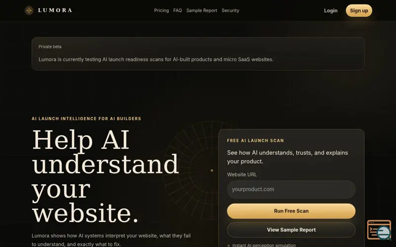 Screenshot of Lumora AI Launch Intelligence Platform