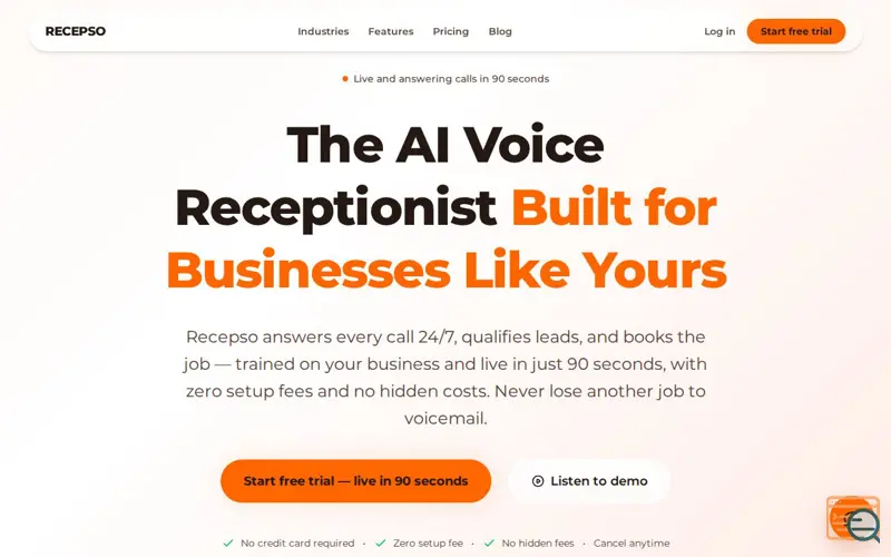 Screenshot of Recepso - AI Voice Assistant for Home Services