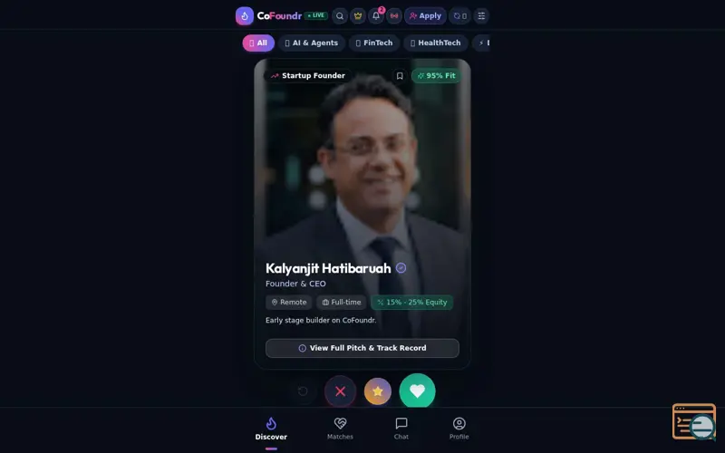Screenshot of CoFoundr : Find a Cofoundr