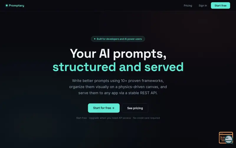 Screenshot of Promptary