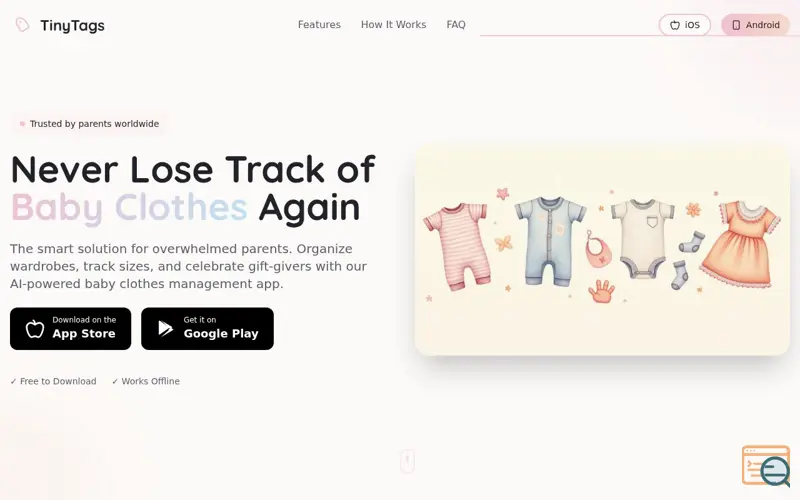 Screenshot of TinyTags: Baby Clothing Gift Tracker