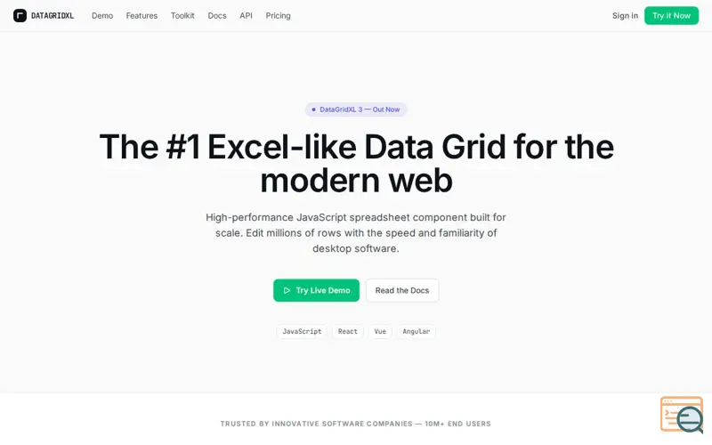 Screenshot of Datagridxl