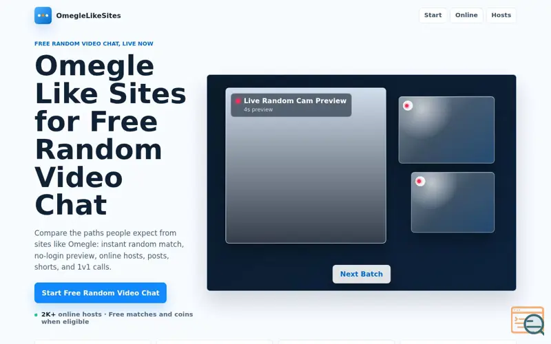 Screenshot of OmegleLikeSites, a launch using Agora.io