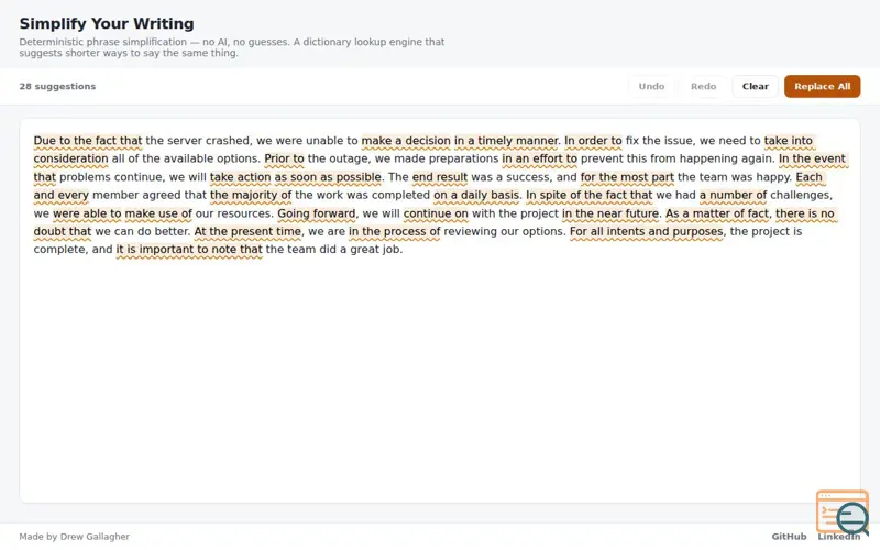 Screenshot of Simplify Your Writing
